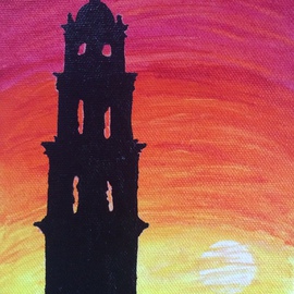 Pooja Shah: 'Waiting for the Sunset', 2014 Acrylic Painting, Cityscape. Artist Description:  Always in love with sunsets, an abandoned church stands proud ...
