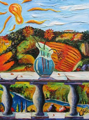 Christopher Oraced Decaro: 'Sunflowers in Tuscany', 2008 Mixed Media, Surrealism.  The sunflowers are melting and I can only sit back and watch as the Tuscan sun fills the hills with laughter.  ...