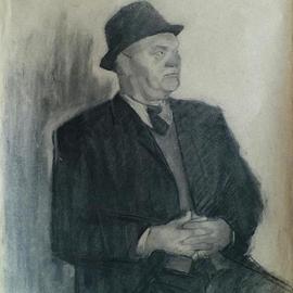 Dario Raffaele Orioli: 'portrait of man', 1967 Charcoal Drawing, Portrait. 