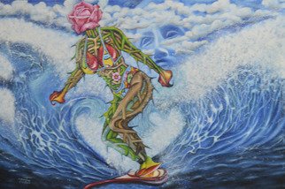 Artist: O Yemi Tubi - Title: riding the waves - Medium: Oil Painting - Year: 2020