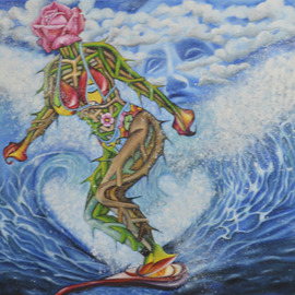 O Yemi Tubi: 'riding the waves', 2020 Oil Painting, Figurative. Artist Description: aEURoeWhen you go through deep waters, I will be with you. When you go through rivers of difficulty, you will not drown. When you walk through the fire of oppression, you will not be burned up  the flames will not consume you. aEUR Isaiah 43: 2 NLT  Sometimes in ...