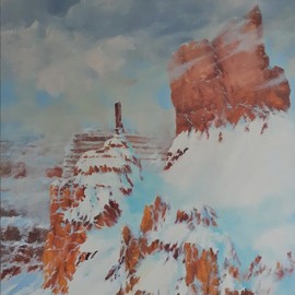 Ozzie Kajtezovic: 'desert and snow', 2013 Oil Painting, Landscape. Artist Description: It s really rear on this planet to see these two together. . . ...