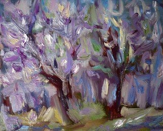 Artist: Galina Nikolova - Title: Acacias In Violet - Medium: Oil Painting - Year: 2009