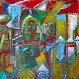 Pankaj Barman: 'Test Drive', 2012 Acrylic Painting, Expressionism. Artist Description:  Abstract expressionsim cityscape ...