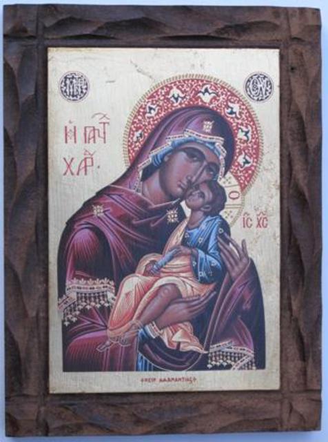 Adamantia Karatza  'Religious Icon Of Virgin With Child', created in 2012, Original Painting Tempera.