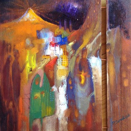 Parnaos Surabischwili: 'People of Babylon', 2015 Oil Painting, Figurative. Artist Description:     Oil painting on board    ...