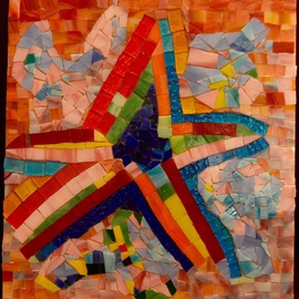 Goksen Parlatan: 'Starry Way', 2016 Mosaic, Abstract Landscape. Artist Description:  mosaic, gAP kAYen parlatan, artist, sanatASS A+-, starry way, stained glass, dAP kme cam, yA+-ldA+-zlA+- yol, abstract, star, yA+-ldA+-z, ...