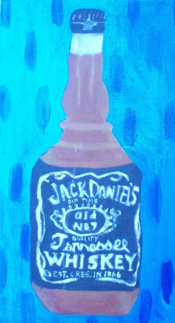 Patrice Tullai  'Bottle Of Jack Daniels', created in 2009, Original Mixed Media.