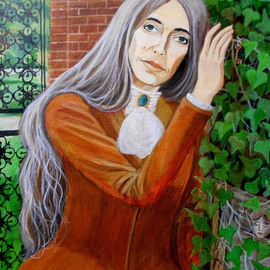 Patrick Lynch: 'All My Heart Is One Longing', 2015 Acrylic Painting, Love. Artist Description:    A beautiful woman with grey hair leans against an ivy covered wall in a courtyard.  ...