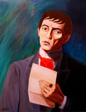 Patrick Lynch: 'My Heart Swims Blind In A Sea That Stuns Me', 2011 Acrylic Painting, Popular Culture.  Barnabas Collins from TV's Dark Shadows contemplates what he has just read in an imagined scene from the 1897 storyline.     ...