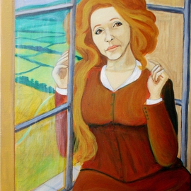 Patrick Lynch: 'The Morning Air', 2015 Acrylic Painting, Love. Artist Description:   A beautiful woman sits by a window overlooking a distant landscape  ...