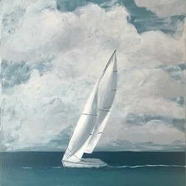 Patti Thobe: 'blustery day 2', 2022 Acrylic Painting, Seascape. Artist Description: Impressionistic, feel the wind on your face. A perfect day to sail...