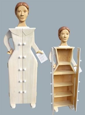 Paul Carbo: 'Emily Dickinson', 2010 Wood Sculpture, Famous People. Custom handmade, free- standing wood cabinets as life- size caricature of Emily Dickinson...