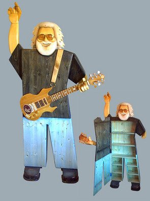 Paul Carbo: 'Jerry Garcia', 2009 Wood Sculpture, Famous People.  Custom, handmade, free- standing, stained wood cabinet as life- size caricature of Jerry Garcia ...