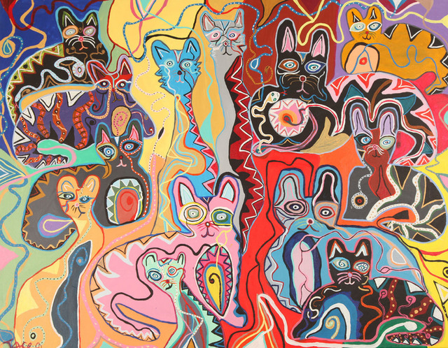 Paul Jace  'Cats', created in 2010, Original Painting Acrylic.
