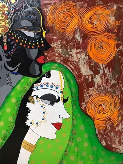 Artist: Payal Agrawal - Title: QUINTESSENCE OF PREM Original Painting Canvas Art - Medium: Acrylic Painting - Year: 2017