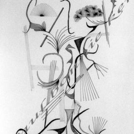 Paul Bonnie-kent: 'Vase with Aple an Grape', 1985 Pen Drawing, Still Life. Artist Description: ink cardboard         ...