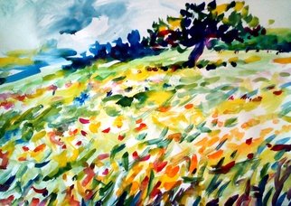 Andrey Klyuiko: 'tree in the field', 2019 Paper, Impressionism. Space filled with sunlights. ...