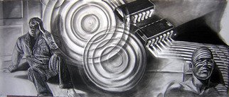 Peter Illig: 'Shadows of a Dream  7', 2004 Charcoal Drawing, Representational. Layered images form a dream- like situation. ...