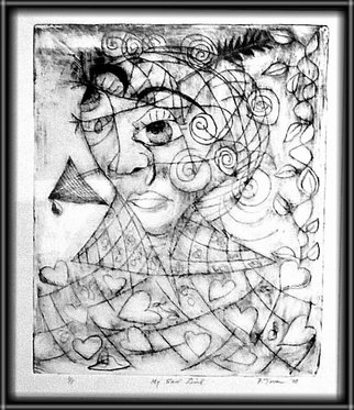 Peter Tovar: 'Sad Girl', 2008 Etching, Abstract Figurative. 