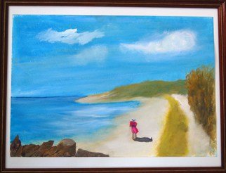 James Emerson: 'A Beach Walk', 2009 Oil Painting, Beach.  Walk the beach in the sunshine of summer in Maine           ...