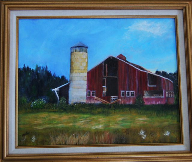 Artist James Emerson. 'Old Farm With Red Barn' Artwork Image, Created in 2009, Original Painting Oil. #art #artist
