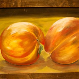 James Emerson: 'Peaches ', 2012 Oil Painting, Still Life. Artist Description:  Peaches on table      ...