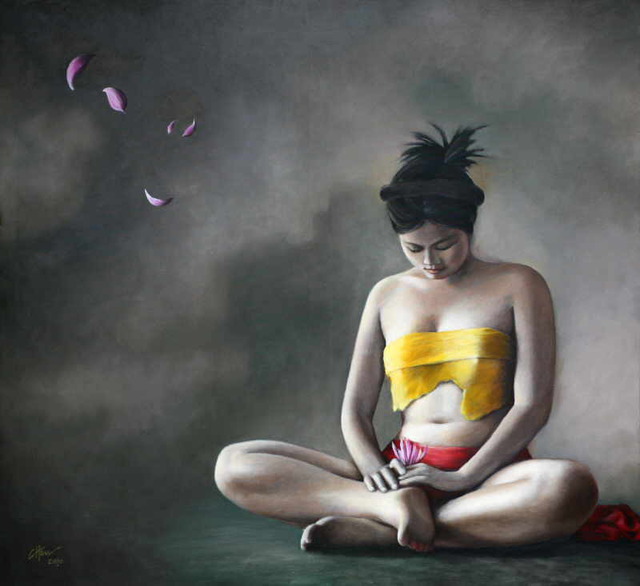 Chau Pham  'Lotus03', created in 2010, Original Painting Oil.