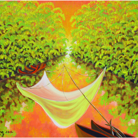 Pham Kien Giang: 'Twilight', 2012 Oil Painting, Landscape. 