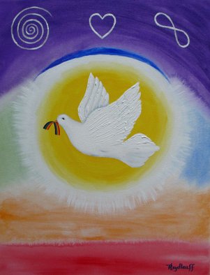 Pat Heydlauff: 'Peace', 2011 Acrylic Painting, Spiritual.   The rainbow within connects us without to each other and within to the universe and infinite knowledge, love and wisdom.     ...