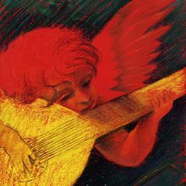 Philip Hallawell: 'Cupid Playing the Lute after Rosso Fiorentino', 2004 Pastel, Music. Artist Description: Done in pastels and pastel pencils, this is a presentation for a 50th wedding anniversary. The couple are passionate about music and minstrels. The cupid is a rework of Rosso Fiorentino' s angel. ...