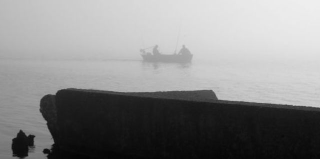 Marilyn Nosewicz  'Spring Morning Fog Boat Black And White Photograph', created in 2010, Original Printmaking Giclee - Open Edition.