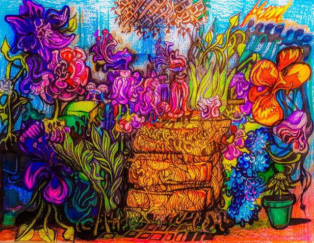 Artist Pia Christina Distefano. 'Garden Room' Artwork Image, Created in 2020, Original Mixed Media. #art #artist