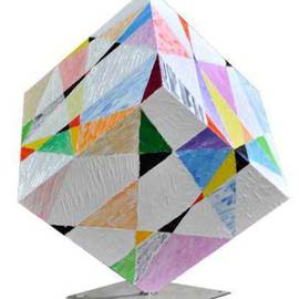 Dieter Picchio-specht: 'Cube abstract fantasy', 2011 Steel Sculpture, Abstract. Artist Description:  This cube is made of steel. I applied the acrylic colors with pallet knife and the result is very interesting. . . ...