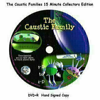 Michael Pickett: '3D 2D Caustic Family 15 Minute Movie', 2005 , Movies.  For a limited time only. This is a hand signed copy of the first original 3- D to 2- D Caustic Family Movie. Copied to DVD+R. Once upon a time there was a planet called Zephyr. The planet itself is comprised of rubber, magical diamonds and a helium atmosphere...