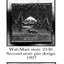Michael Pickett: '3 Wal Mart Store Pins', 1996 Graphic Design, Other. Artist Description:  Wal- Mart held a contest in 1996, 1997, 1998 for a graphic design for a store pin. Wal- Mart made pins from the winners graphic design for their Associates. ...
