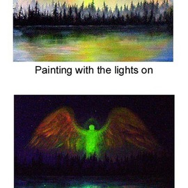 Michael Pickett: 'Princepelity Angel', 2006 Acrylic Painting, Inspirational. Artist Description:   This painting glows in the dark.  ...