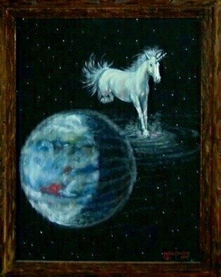 Michael Pickett: 'Unicorn', 1997 Acrylic Painting, Fantasy.  This painting is at the Applegate Arts Guild in Veneta Oregon, ( USA) I don't remember the size. 0. 0 ...
