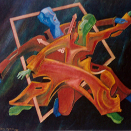 Jorge De La Fuente: 'TRASTIEMPO', 1991 Mixed Media, Surrealism. Artist Description:  Figures in movement, through the transparency of time     ...