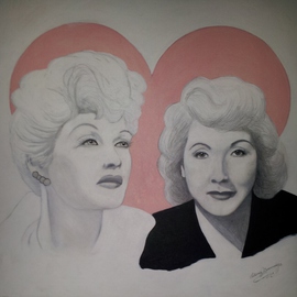 Patricia Cummings: 'Lucille and Vivian', 2014 Acrylic Painting, Portrait. Artist Description:  Lucille Ball, I love Lucy, Vivian Vance, Route 66,  ...