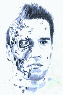 Paul Jones: 'Big Arnie The Terminator', 2014 Pencil Drawing, undecided. 