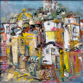 Svetla Andonova: 'plovdiv 32 2017', 2017 Oil Painting, Architecture. Artist Description: Category	Oil paintingSubject	Landscapes, sea and skySubstrate	CanvasMaterials	Oil colors on canvasStyle	ImpressionisticDimensions	47 x 47 x 6 cm  framed    40 x 40 x 4 cm  unframed    40 x 40 cm  actual image size Framing	This artwork is sold framed...