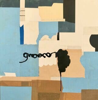 Silvia Poloto: 'blue 2', 2022 Collage, Abstract. For all of my expressionistic works, I use a variety of materials and rely on my instincts to bring structure to the paintings with color, texture, composition....