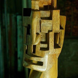 John Paul Dalisay Artwork Self image, 2013 Wood Sculpture, Abstract Figurative