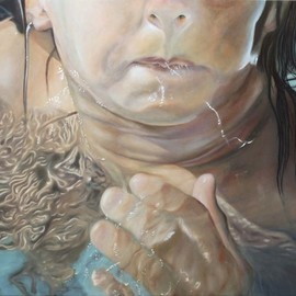 Paul Kenens: 'splash nr7', 2019 Oil Painting, Children. Artist Description: Children into the water...