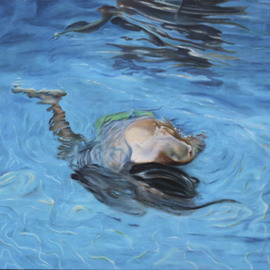 Paul Kenens: 'splash nr 4', 2019 Oil Painting, Children. Artist Description: Children into the water. Oil on wood...