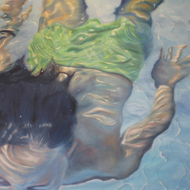 Paul Kenens: 'splash nr 7', 2019 Oil Painting, Children. Artist Description: Children into the water...