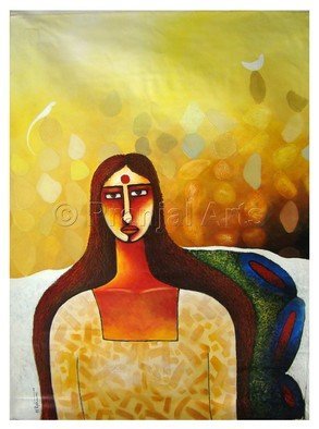 Pranjal Arts: 'woman a one man army', 2019 Acrylic Painting, Beauty. good blend of colors, big strokes to emphasis on the beauty...
