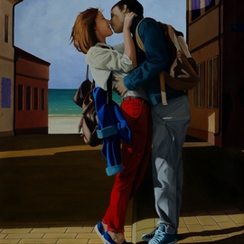 Peter Seminck: 'End of season', 2015 Oil Painting, People. Artist Description:  peoplelife scenekissloversrealism ...