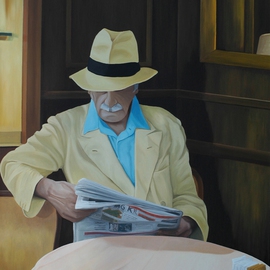Peter Seminck: 'Morning Paper', 2013 Oil Painting, People. 